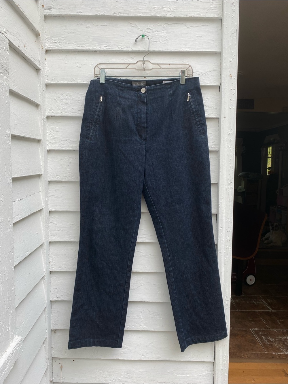 Vintage Vanilia Dark Blue Jeans Straight-Leg High-rise